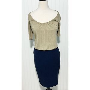 Boden Women's Scoop Neckline Sheath Dress Beige Navy Blue‎ Two-Tone Size 8